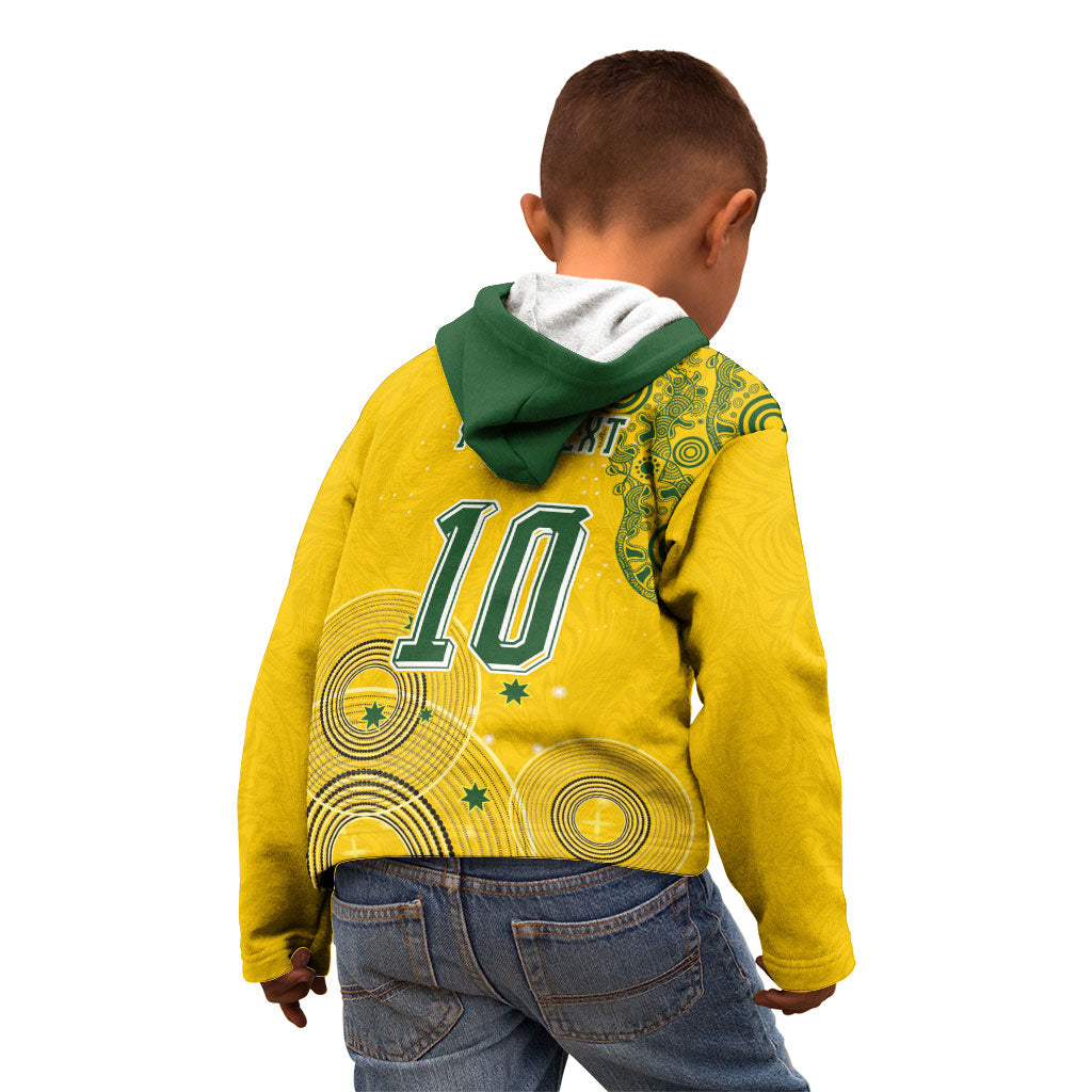 Custom Australia National Football Kid Hoodie Socceroos-Aboriginal Dot Art Heritage Graphic