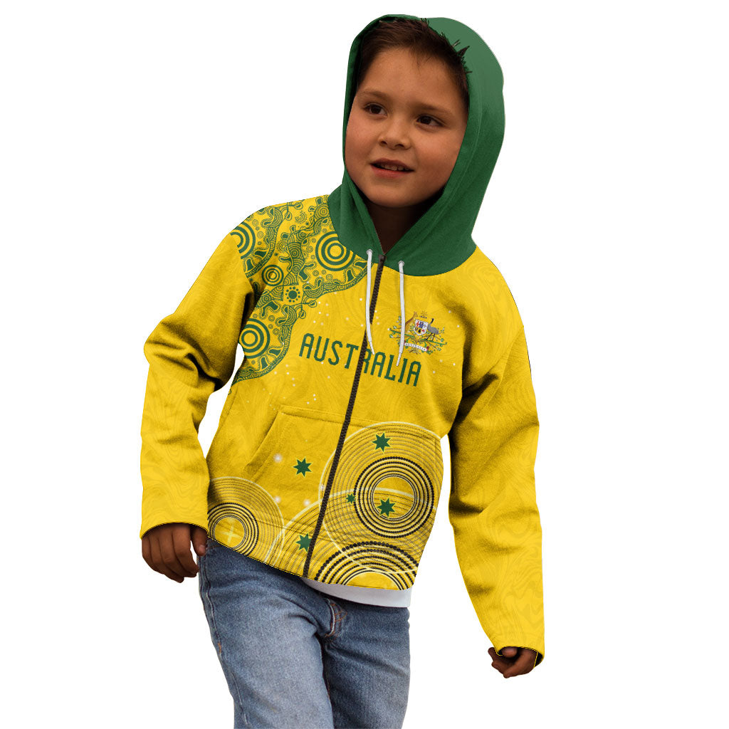 Custom Australia National Football Kid Hoodie Socceroos-Aboriginal Dot Art Heritage Graphic