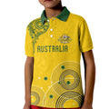 Custom Australia National Football Kid Polo Shirt Socceroos-Aboriginal Dot Art Heritage Graphic