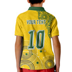 Custom Australia National Football Kid Polo Shirt Socceroos-Aboriginal Dot Art Heritage Graphic