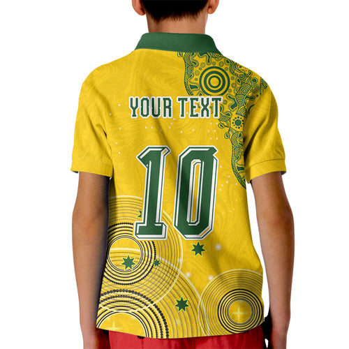Custom Australia National Football Kid Polo Shirt Socceroos-Aboriginal Dot Art Heritage Graphic