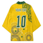 Custom Australia National Football Kimono Socceroos-Aboriginal Dot Art Heritage Graphic