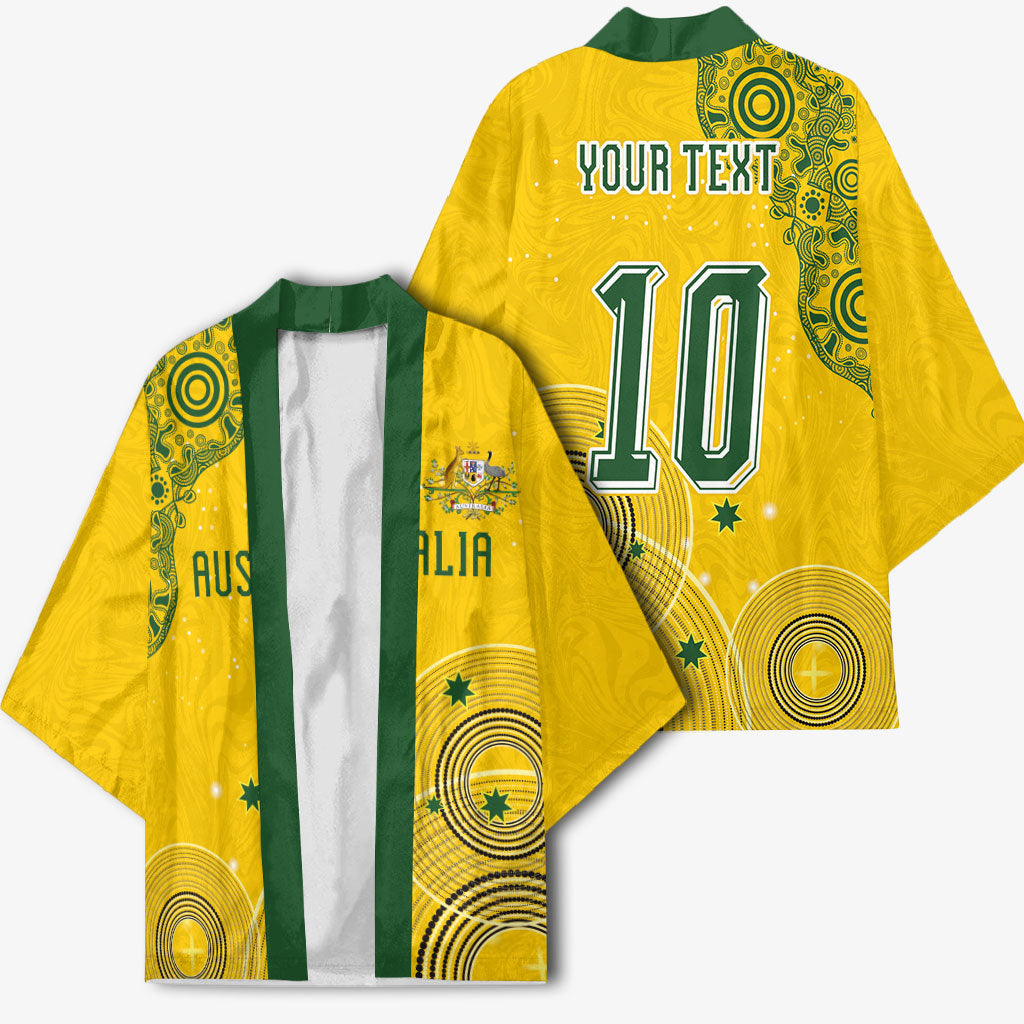 Custom Australia National Football Kimono Socceroos-Aboriginal Dot Art Heritage Graphic