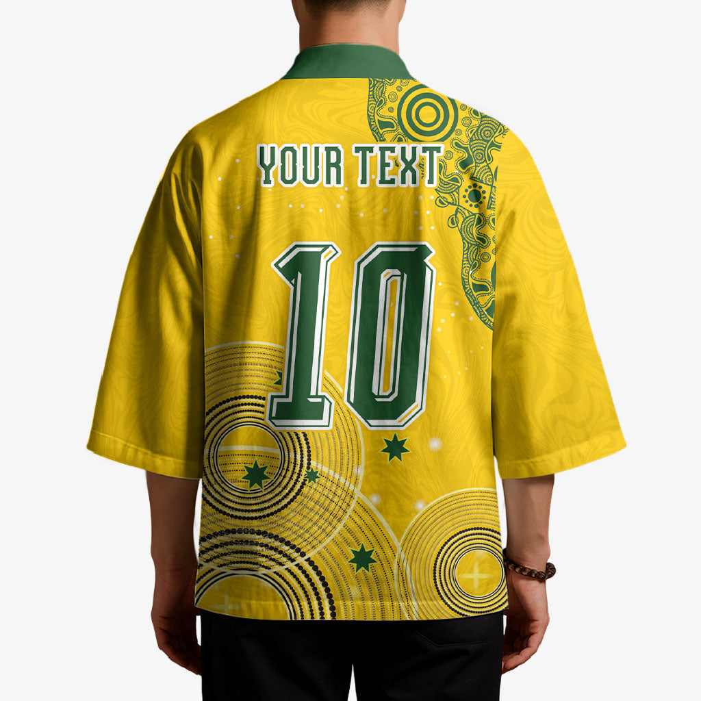 Custom Australia National Football Kimono Socceroos-Aboriginal Dot Art Heritage Graphic