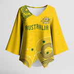 Custom Australia National Football Kimono Sleeve Blouse Socceroos-Aboriginal Dot Art Heritage Graphic