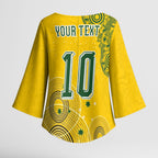 Custom Australia National Football Kimono Sleeve Blouse Socceroos-Aboriginal Dot Art Heritage Graphic