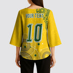 Custom Australia National Football Kimono Sleeve Blouse Socceroos-Aboriginal Dot Art Heritage Graphic