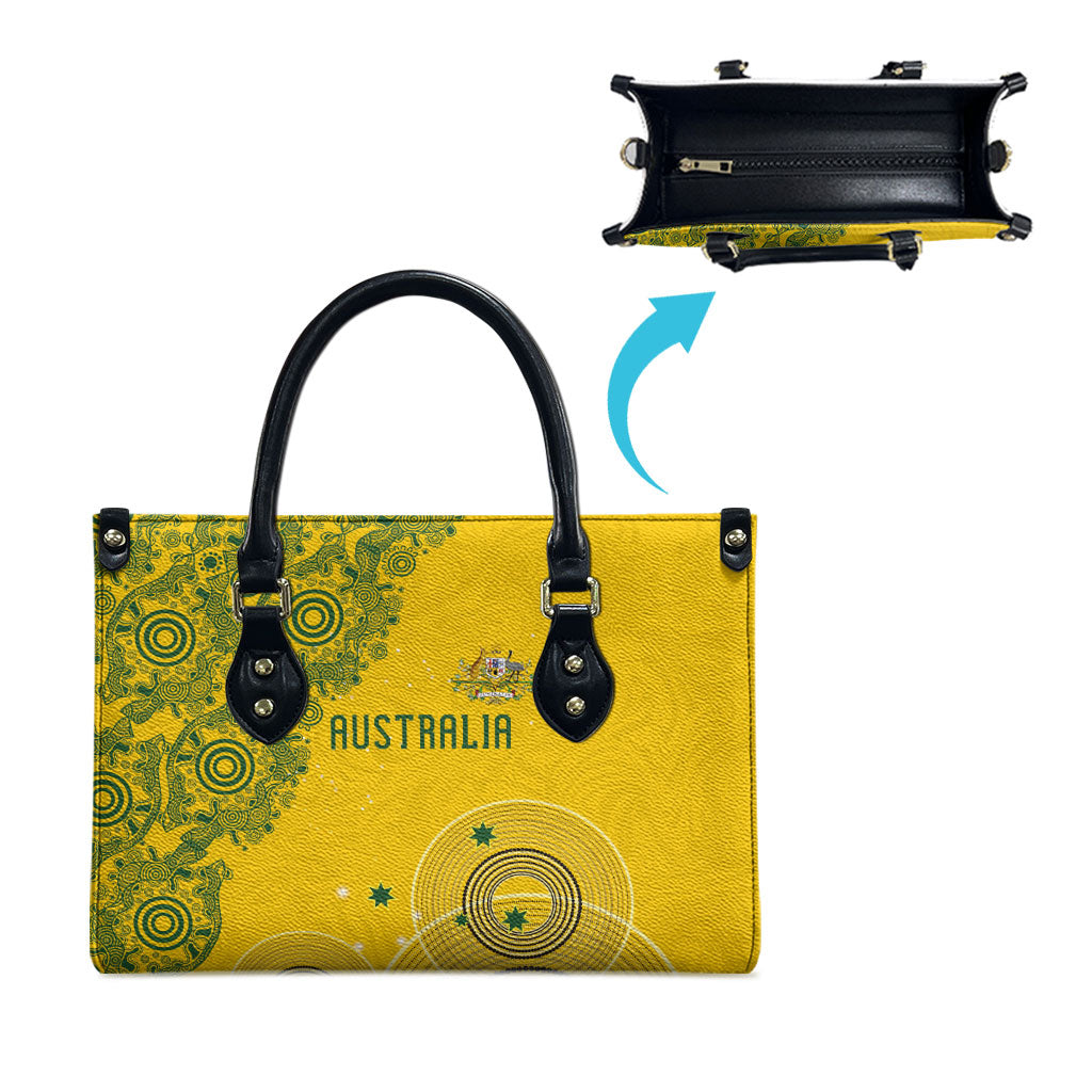 Australia National Football Leather Bag Socceroos-Aboriginal Dot Art Heritage Graphic