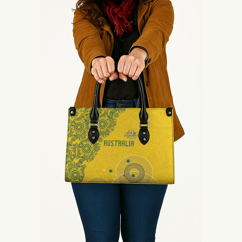 Australia National Football Leather Bag Socceroos-Aboriginal Dot Art Heritage Graphic