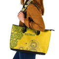 Australia National Football Leather Tote Bag Socceroos-Aboriginal Dot Art Heritage Graphic