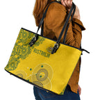 Australia National Football Leather Tote Bag Socceroos-Aboriginal Dot Art Heritage Graphic