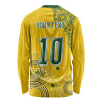 Custom Australia National Football Long Sleeve Shirt Socceroos-Aboriginal Dot Art Heritage Graphic