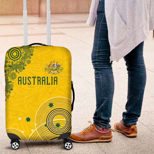 Australia National Football Luggage Cover Socceroos-Aboriginal Dot Art Heritage Graphic