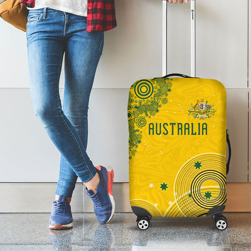 Australia National Football Luggage Cover Socceroos-Aboriginal Dot Art Heritage Graphic