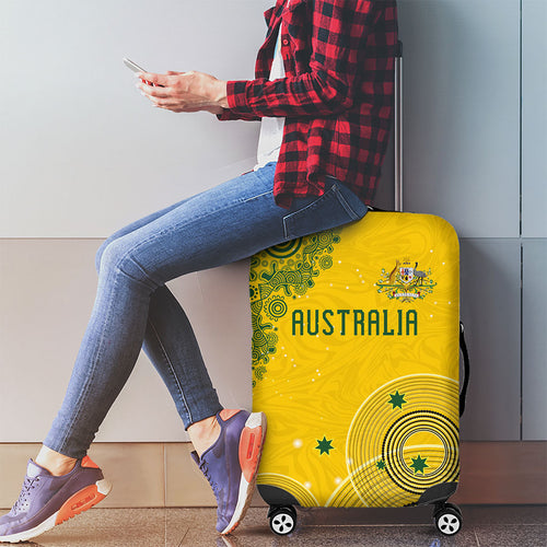 Australia National Football Luggage Cover Socceroos-Aboriginal Dot Art Heritage Graphic