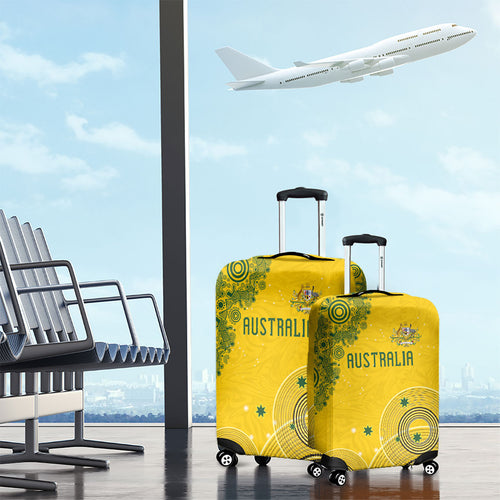 Australia National Football Luggage Cover Socceroos-Aboriginal Dot Art Heritage Graphic