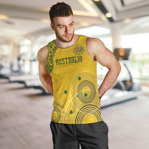 Custom Australia National Football Men Tank Top Socceroos-Aboriginal Dot Art Heritage Graphic