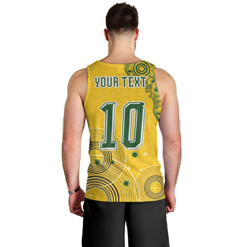Custom Australia National Football Men Tank Top Socceroos-Aboriginal Dot Art Heritage Graphic