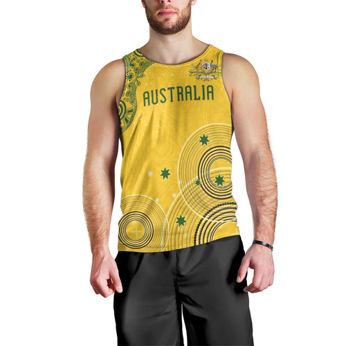 Custom Australia National Football Men Tank Top Socceroos-Aboriginal Dot Art Heritage Graphic