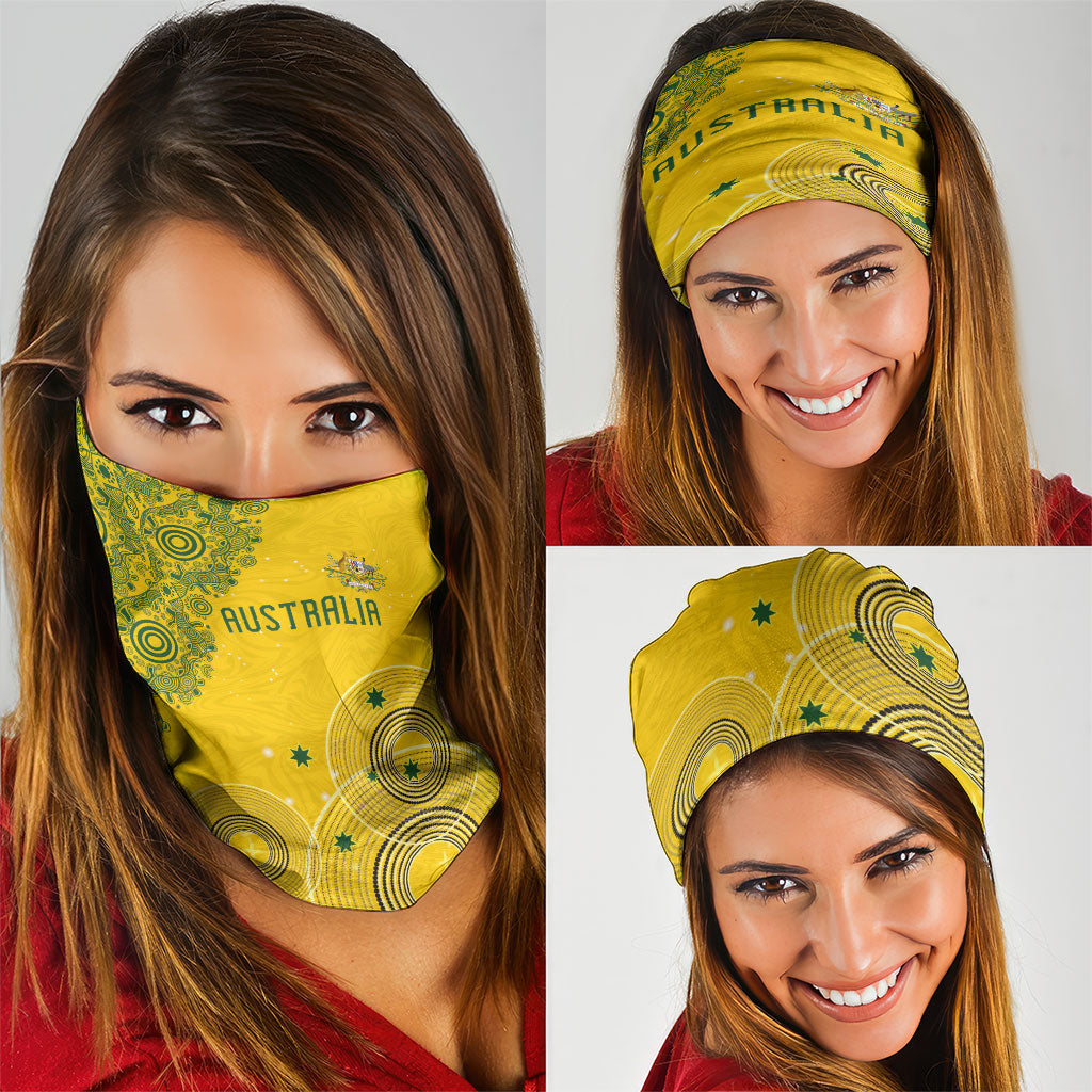 Australia National Football Neck Gaiter Socceroos-Aboriginal Dot Art Heritage Graphic