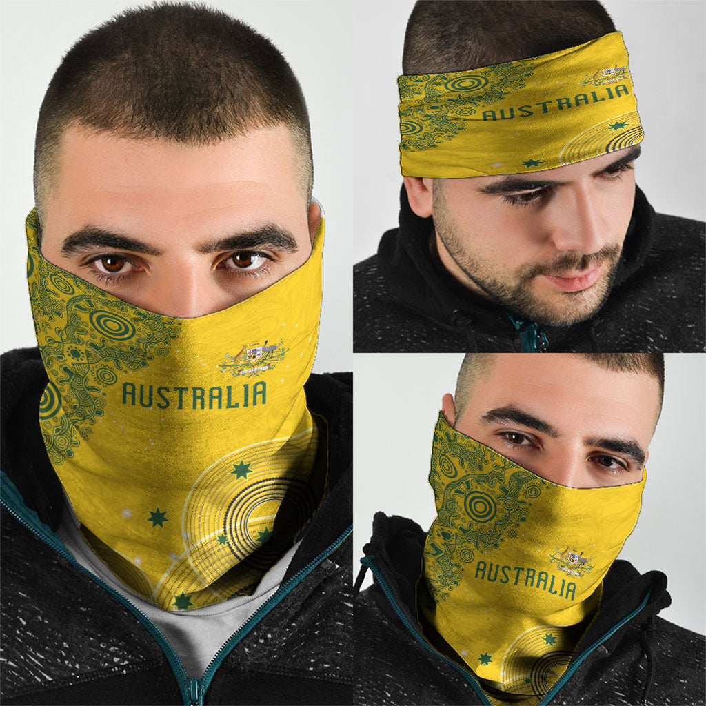 Australia National Football Neck Gaiter Socceroos-Aboriginal Dot Art Heritage Graphic