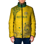 Custom Australia National Football Padded Jacket Socceroos-Aboriginal Dot Art Heritage Graphic