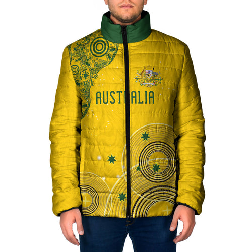 Custom Australia National Football Padded Jacket Socceroos-Aboriginal Dot Art Heritage Graphic