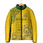 Custom Australia National Football Padded Jacket Socceroos-Aboriginal Dot Art Heritage Graphic