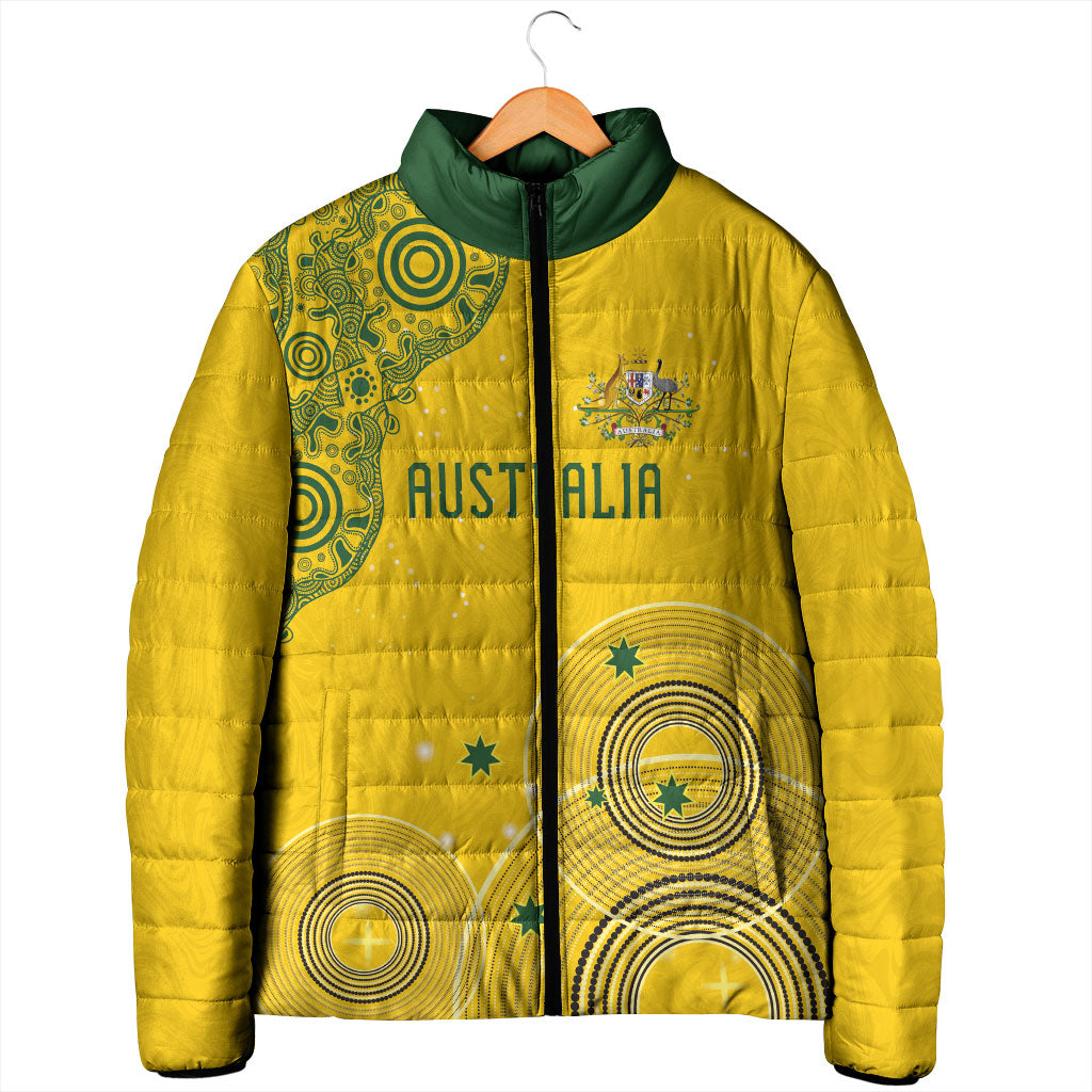 Custom Australia National Football Padded Jacket Socceroos-Aboriginal Dot Art Heritage Graphic