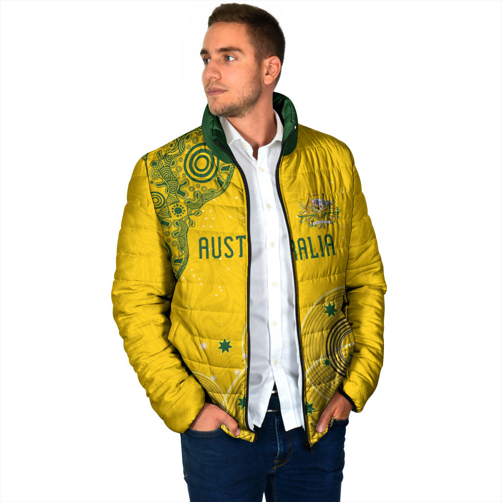 Custom Australia National Football Padded Jacket Socceroos-Aboriginal Dot Art Heritage Graphic