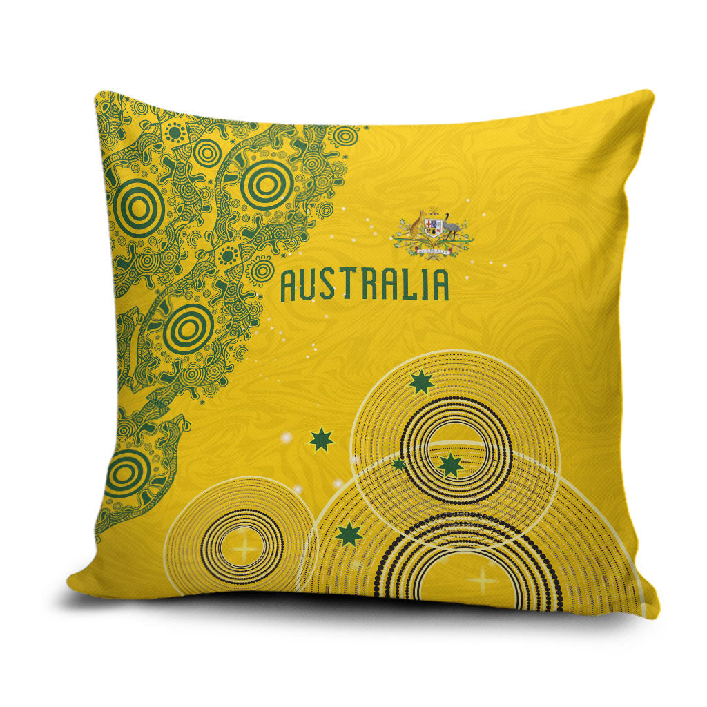 Australia National Football Pillow Cover Socceroos-Aboriginal Dot Art Heritage Graphic