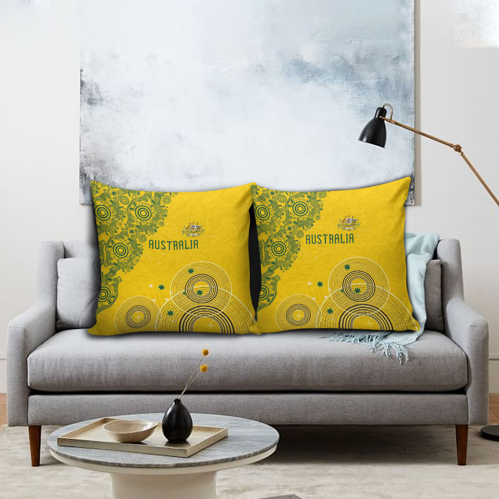 Australia National Football Pillow Cover Socceroos-Aboriginal Dot Art Heritage Graphic