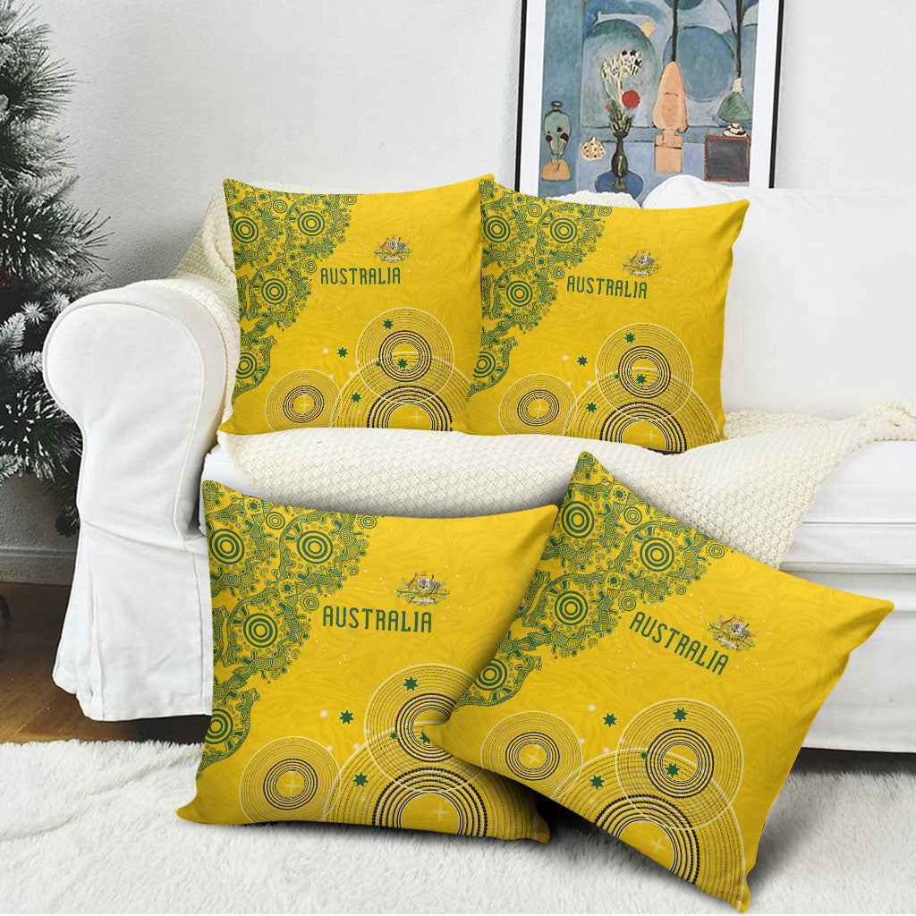 Australia National Football Pillow Cover Socceroos-Aboriginal Dot Art Heritage Graphic