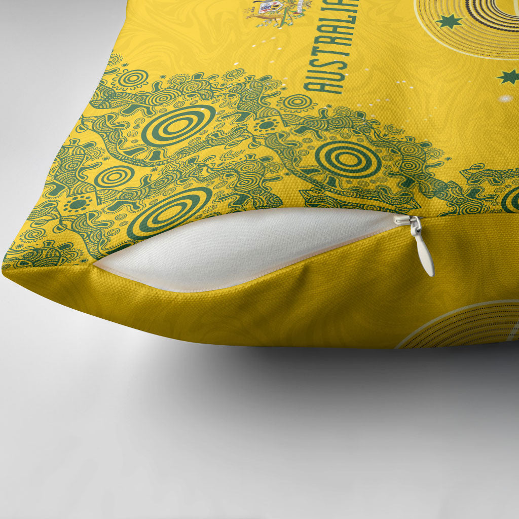 Australia National Football Pillow Cover Socceroos-Aboriginal Dot Art Heritage Graphic