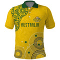 Custom Australia National Football Polo Shirt Socceroos-Aboriginal Dot Art Heritage Graphic