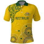 Custom Australia National Football Polo Shirt Socceroos-Aboriginal Dot Art Heritage Graphic
