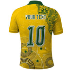 Custom Australia National Football Polo Shirt Socceroos-Aboriginal Dot Art Heritage Graphic