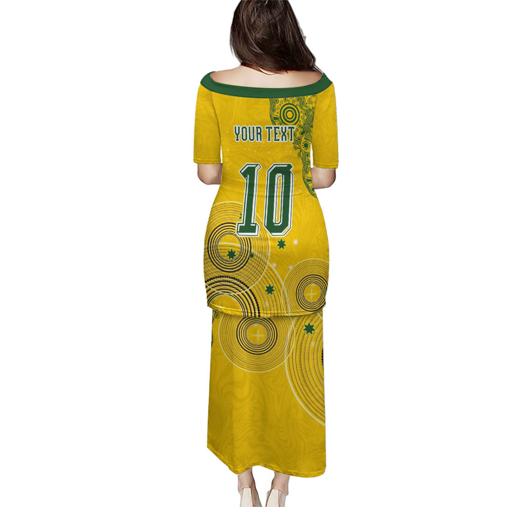 Custom Australia National Football Puletasi Socceroos-Aboriginal Dot Art Heritage Graphic