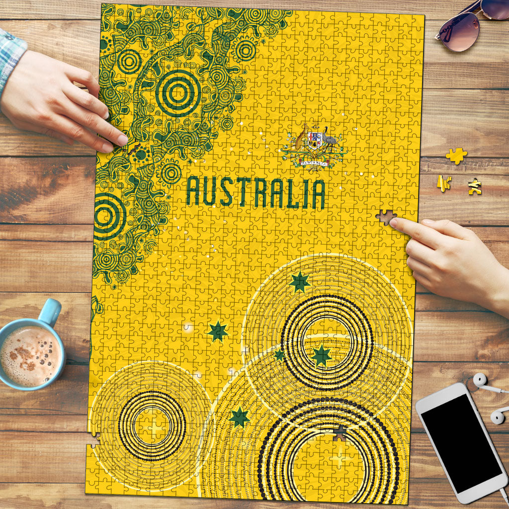 Australia National Football Puzzle Socceroos-Aboriginal Dot Art Heritage Graphic