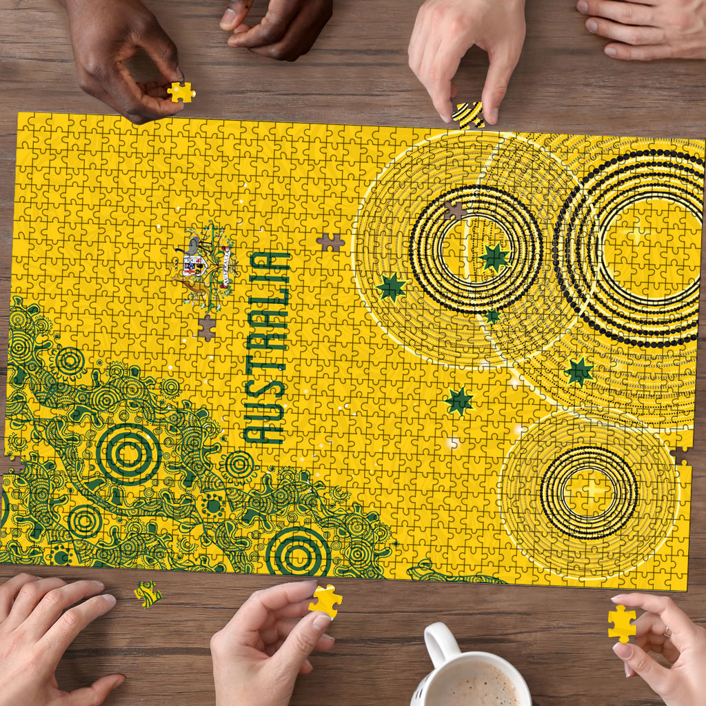 Australia National Football Puzzle Socceroos-Aboriginal Dot Art Heritage Graphic