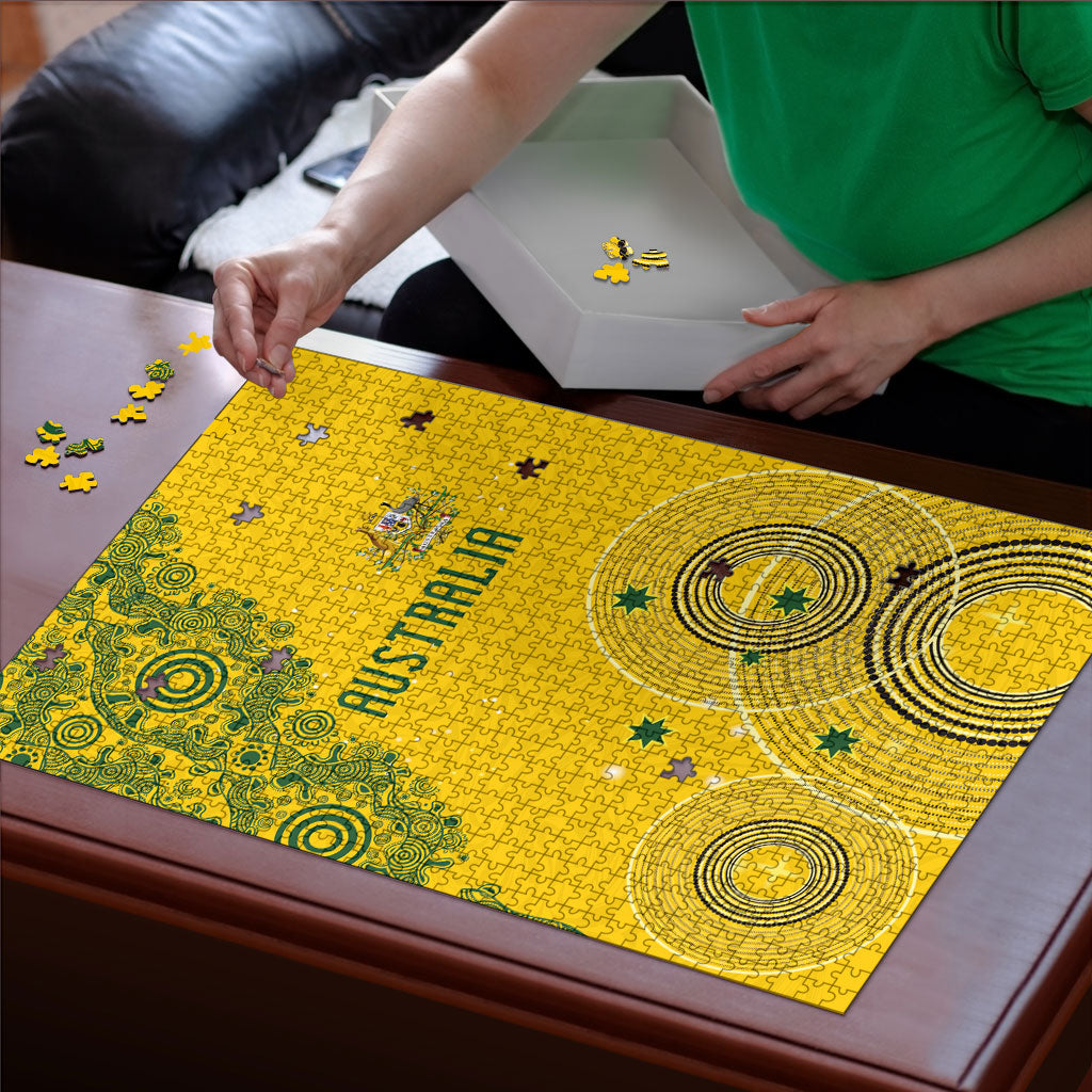 Australia National Football Puzzle Socceroos-Aboriginal Dot Art Heritage Graphic