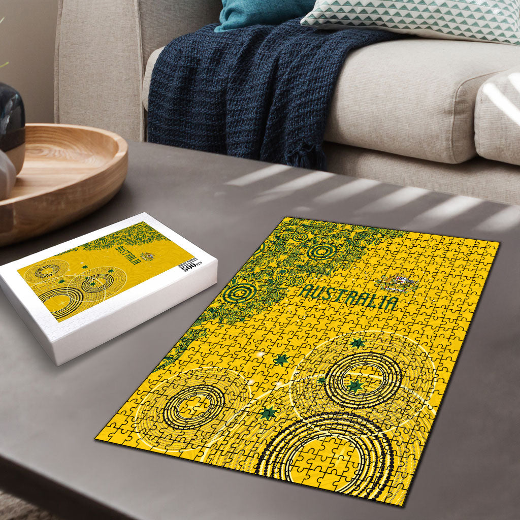 Australia National Football Puzzle Socceroos-Aboriginal Dot Art Heritage Graphic