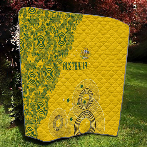 Australia National Football Quilt Socceroos-Aboriginal Dot Art Heritage Graphic
