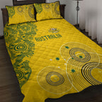 Australia National Football Quilt Bed Set Socceroos-Aboriginal Dot Art Heritage Graphic