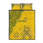 Australia National Football Quilt Bed Set Socceroos-Aboriginal Dot Art Heritage Graphic