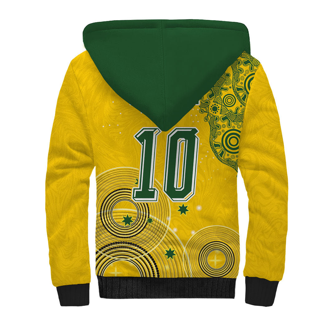 Custom Australia National Football Sherpa Hoodie Socceroos-Aboriginal Dot Art Heritage Graphic