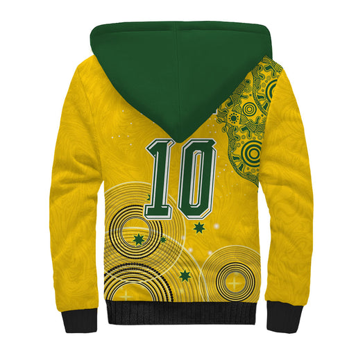 Custom Australia National Football Sherpa Hoodie Socceroos-Aboriginal Dot Art Heritage Graphic