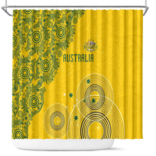 Australia National Football Shower Curtain Socceroos-Aboriginal Dot Art Heritage Graphic
