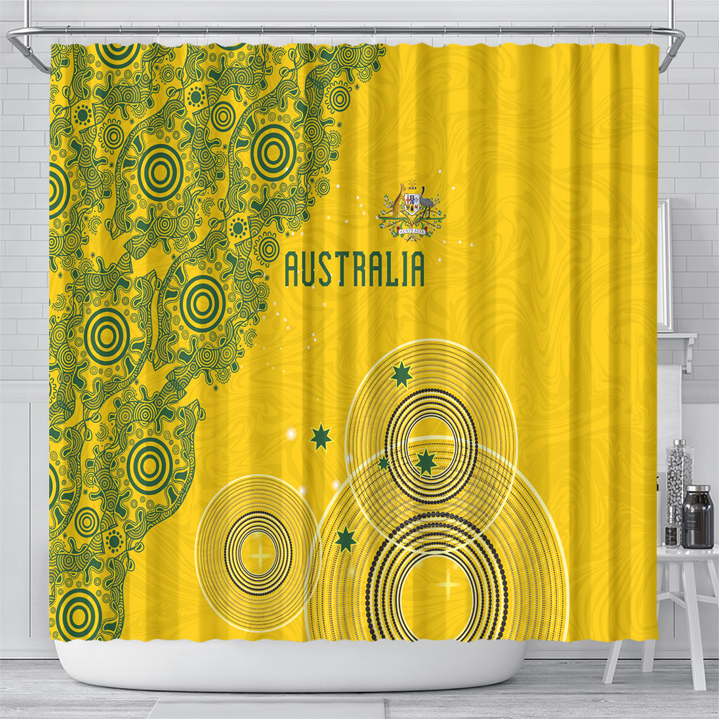 Australia National Football Shower Curtain Socceroos-Aboriginal Dot Art Heritage Graphic