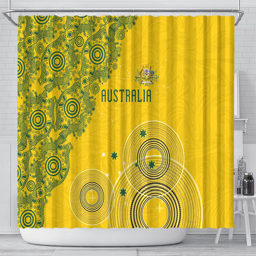 Australia National Football Shower Curtain Socceroos-Aboriginal Dot Art Heritage Graphic
